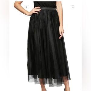 Midi black tulle full skirt